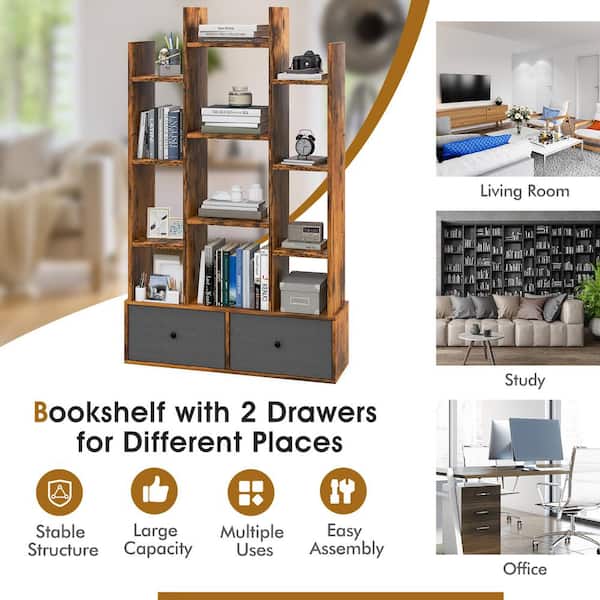 2pcs 4-Layer Small Bookshelf Organizer Floor Standing Desktop