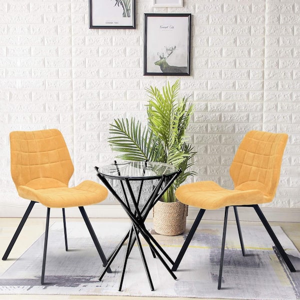 Yellow fabric dining discount chairs