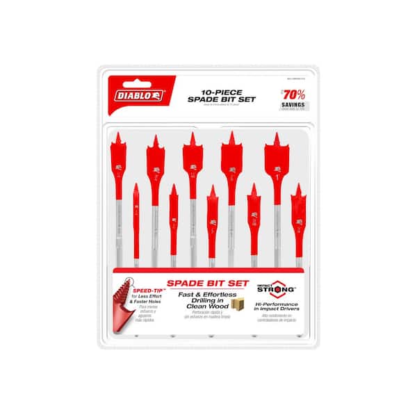 DIABLO - SPEEDemon High Speed Steel Spade Bit Set with Pouch (10-Piece)