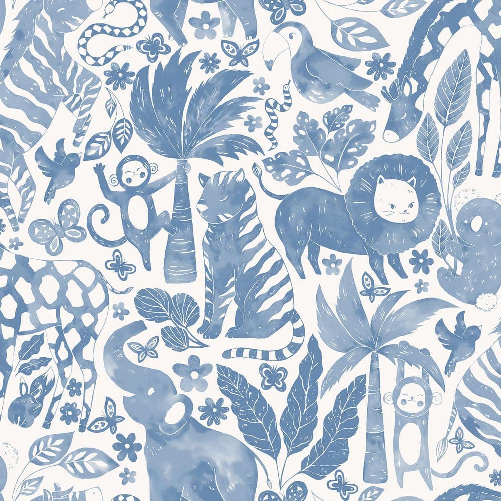 NuWallpaper Sweet Safari Blue Peel and Stick Wallpaper Sample NUS4850SAM -  The Home Depot