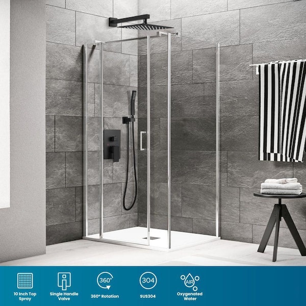 Lynzavix 2-Piece Rainfall Bathroom Shower System with 10 Inch Rain