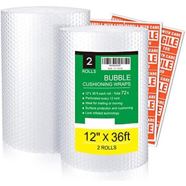 Unbranded 12 Inch x 72 ft Bubble Packing Wrap Cushioning Perforated Every 12 Inches for Moving Boxes Shipping Supplies 2 Pack