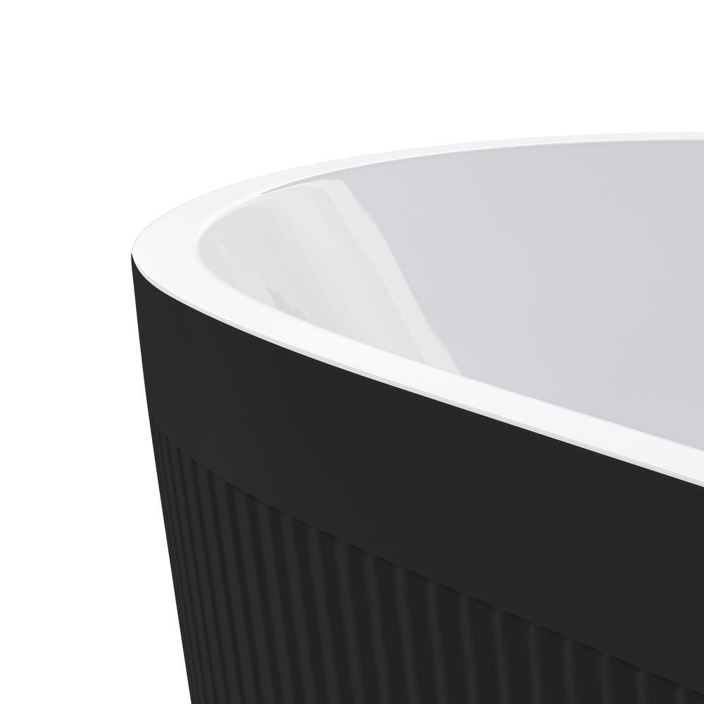 59-Inch Black and White Acrylic Freestanding Double Slipper Bathtub
