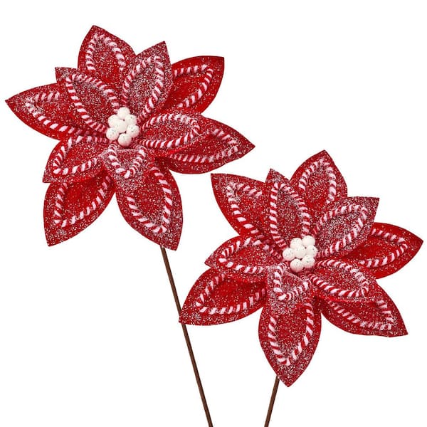 22 in. Artificial Sugar and Spice Poinsettia Stem