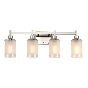 Redondela 27.6 in. 4-Light Silver Sconce with Sweep White Shades