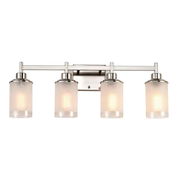 Redondela 27.6 in. 4-Light Silver Sconce with Sweep White Shades