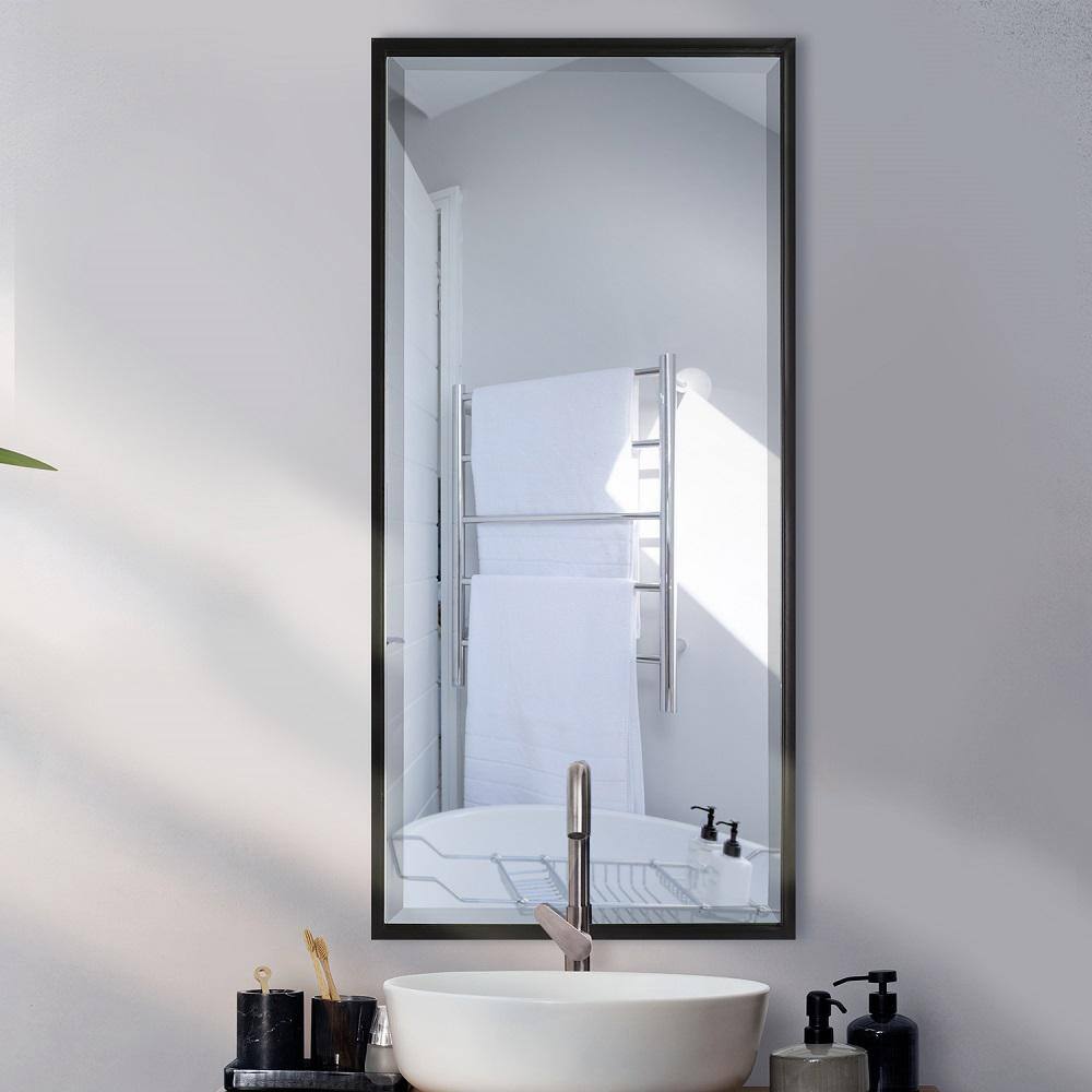 Black Metal Framed Full Length Rectangular Wall Mirror