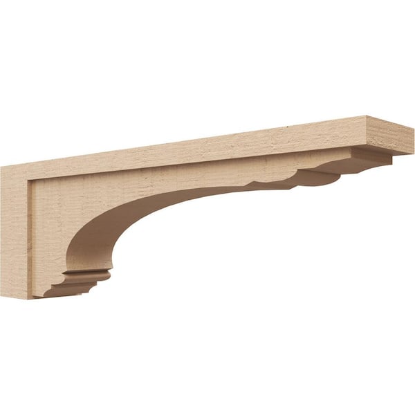 Ekena Millwork 6-in. x 36-in. x 12-in. Series 3 Thin Warren Rough Cedar Woodgrain Timberthane Polyurethane Corbel, Primed Tan