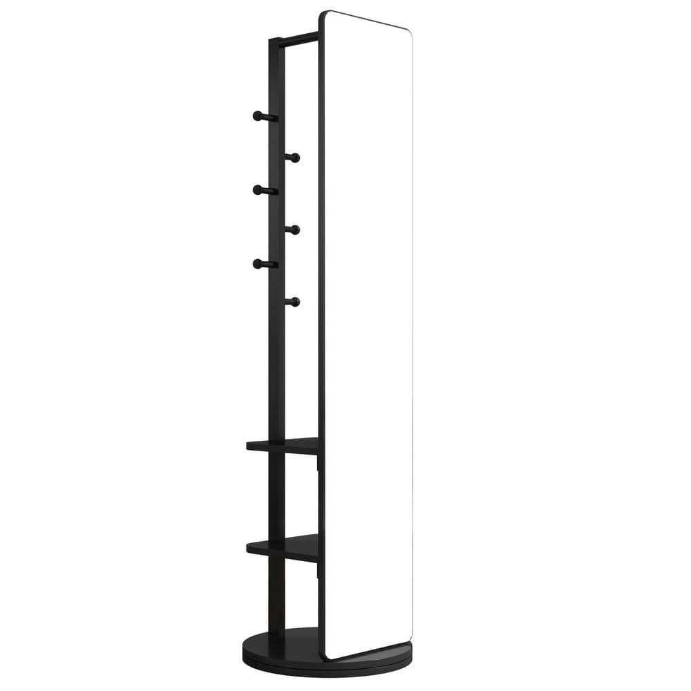 Useful Black 17.72 in. W x 65.75 in. H Rectangle Solid Wood Plus Rubber Woo