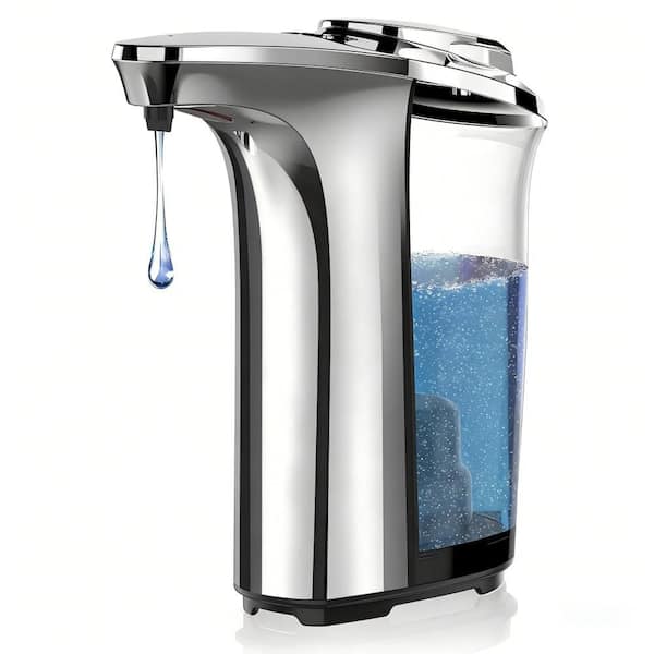 17 oz. Silver Countertop Mount Commercial Soap Dispenser - Touchless Automatic Sensor, 5-Level Adjustable Output