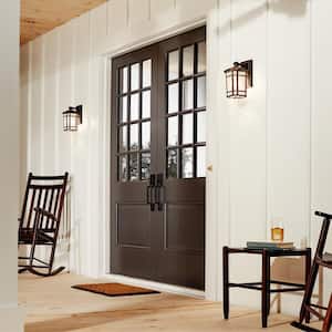 Cameron 10.75 in. 1-Light Prairie Rock Outdoor Hardwired Wall Lantern Sconce with No Bulbs Included (1-Pack)