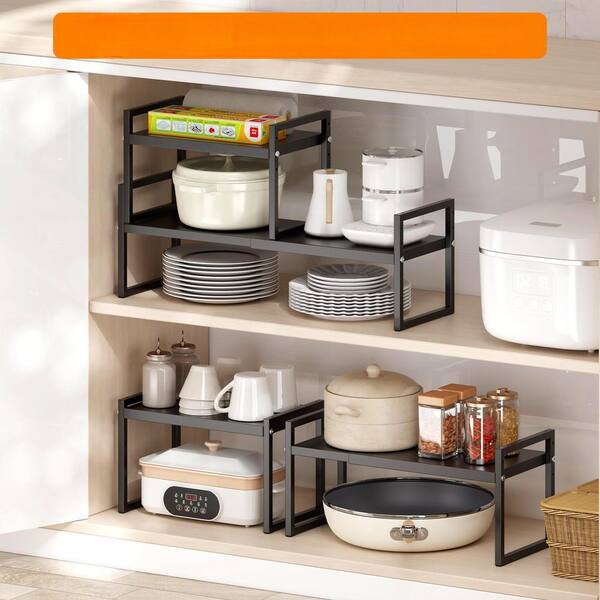 Kitchen Adjustable Stackable Racks Kitchen Cabinet Organizer Wobmmi Expandable,Adjustable & Stackable ...