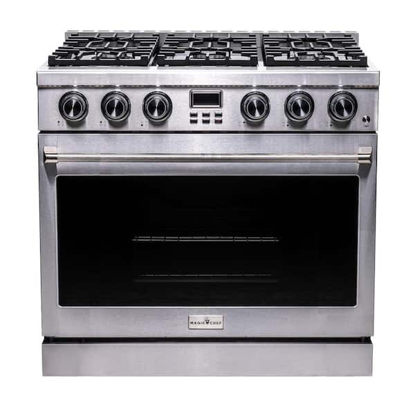 Magic Chef 36 in. 6-Burner Slide-in Gas Range in Stainless, with ...