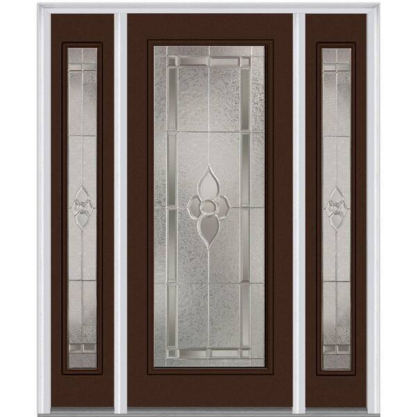 MMI Door 64 in. x 80 in. Master Nouveau Right-Hand Inswing Full Lite Decorative Painted Steel Prehung Front Door with Sidelites