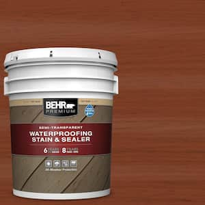 5 gal. #ST-142 Cappuccino Semi-Transparent Waterproofing Exterior Wood Stain and Sealer