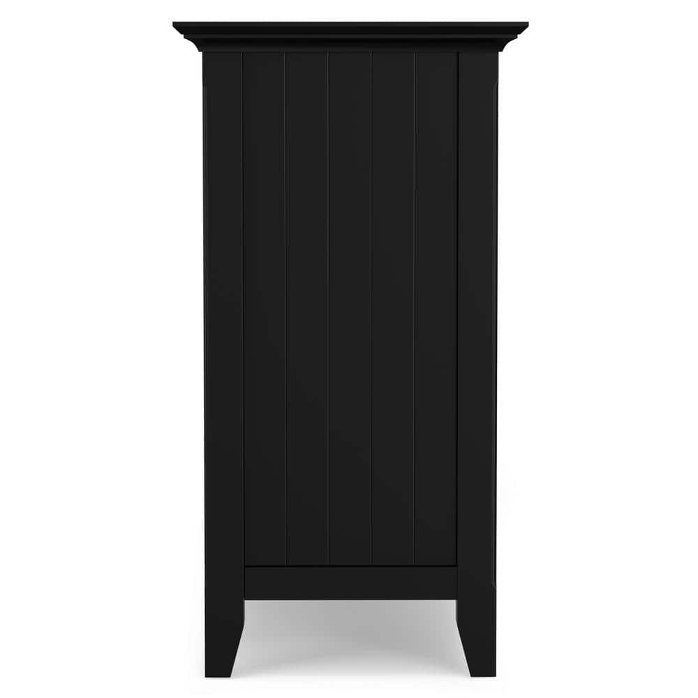 Acadian Black Solid Wood Storage Cabinet with Adjustable Shelves