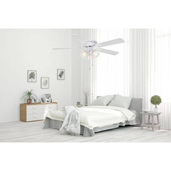 Hampton Bay Glendale III 52 in. LED Indoor White Ceiling Fan with Light and Pull Chains