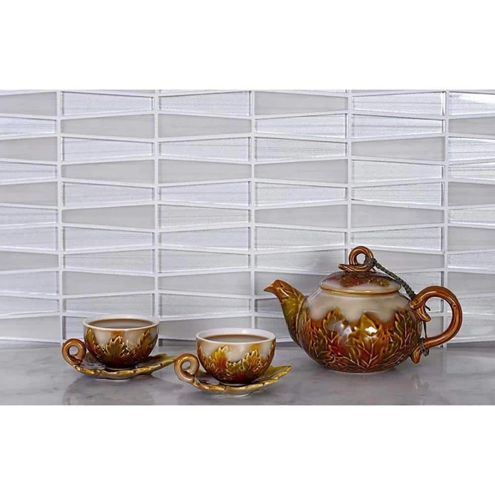 White Glass Trapezoid Mosaic Wall Tile