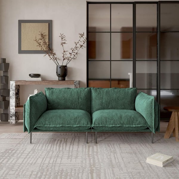 Minimalist 75 in. Loveseat Tapered Arm Velvet Modular Sectional Sofa, Cloud Cloud for Home, Bedroom, Office in. Green