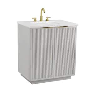 Addison 30 in. W Bath Vanity in Taupe with Engineered Stone Top in Ariston White with White Sink