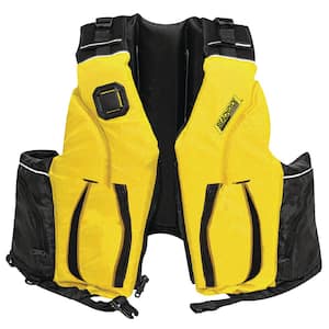 Larg/XL Adult Dual Size Canoe/Kayak Life Jacket, Yellow/Black