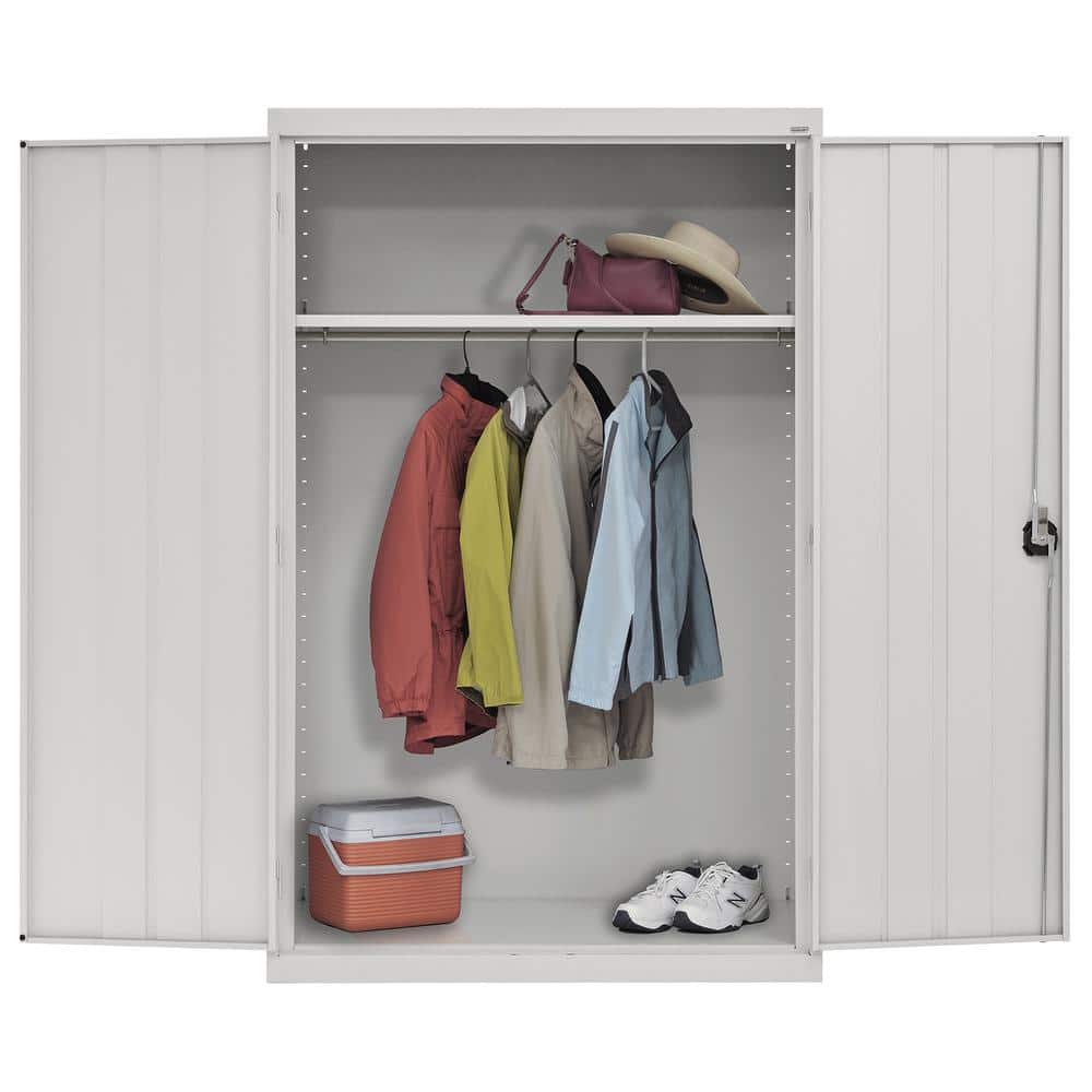 Dove Gray Heavy-Duty Steel Wardrobe Storage Cabinet, 72" H x 46" W