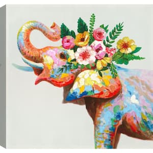 24x24 Colorful Elephant Canvas Wall Art