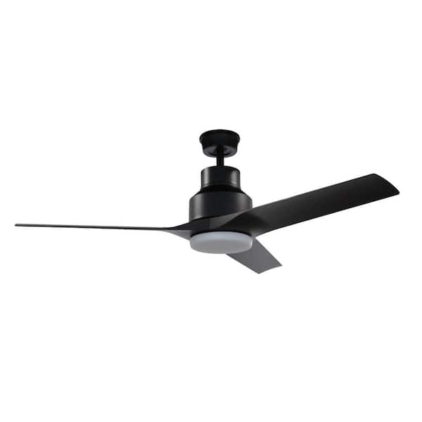 BLUE MOUNTAIN FANS Ankhiale 52 in. Indoor/Outdoor Matte Black Ceiling Fan with Integrated LED Light Kit and Remote Control
