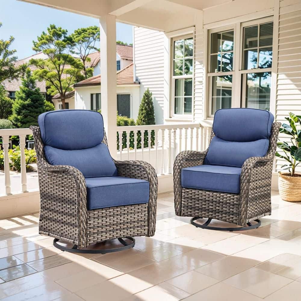 moosprr MoonLuxe Gray Swivel Glider Wicker Outdoor Lounge Chairs
