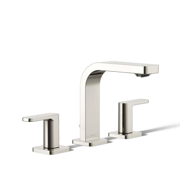KOHLER Parallel Double Handle 8 in. Widespread 1.2 GPM Bathroom Sink Faucet in Vibrant Polished Nickel