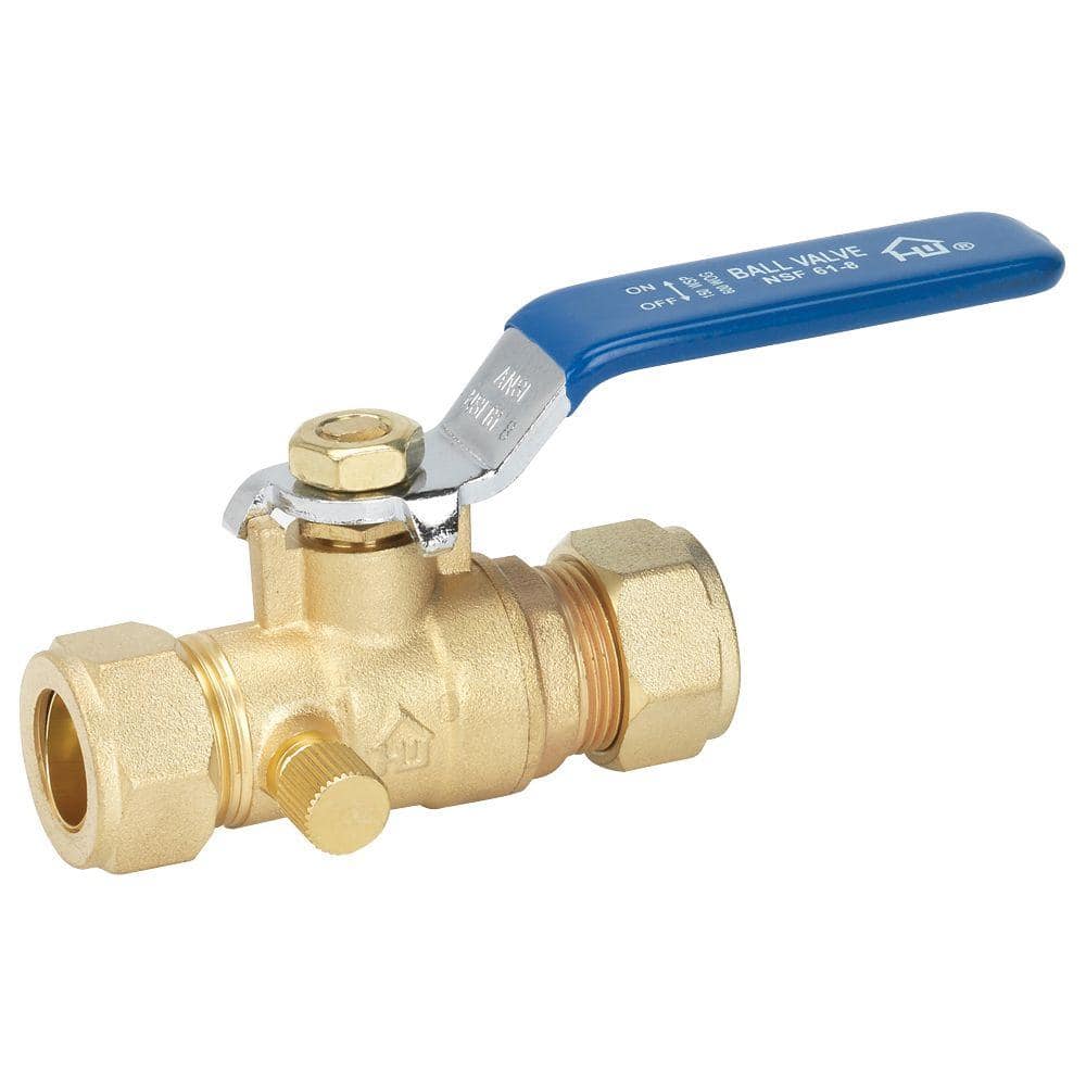 Everbilt 3 4 In Lead Free Brass Compression X Compression Ball Valve With Drain 119 1 34 Eb The Home Depot