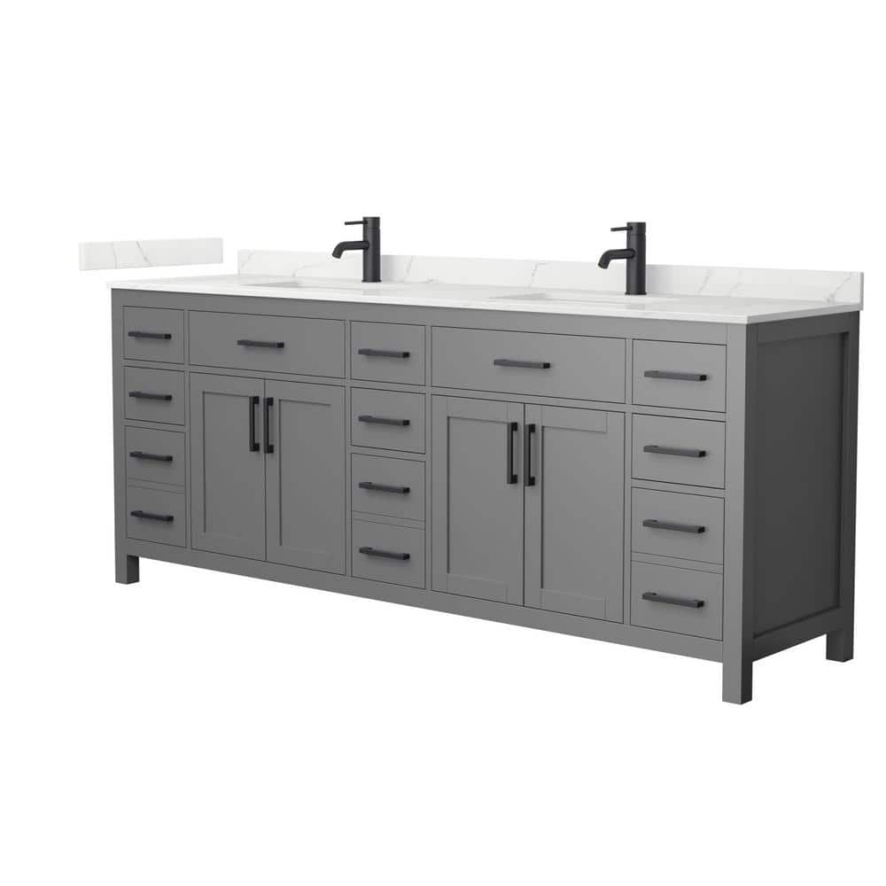 Beckett 84 in. Double Freestanding Dark Gray Bath Vanity with Giotto Quartz Top Unassembled price history on PriceWatchPro