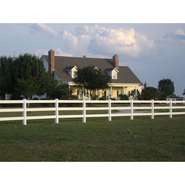 Weatherables 4 Ft H X 8 Ft W 3 Rail Vinyl Fence Panel Ez Pack Pwhf Thd3rail6 5 1 5x5 5 The Home Depot