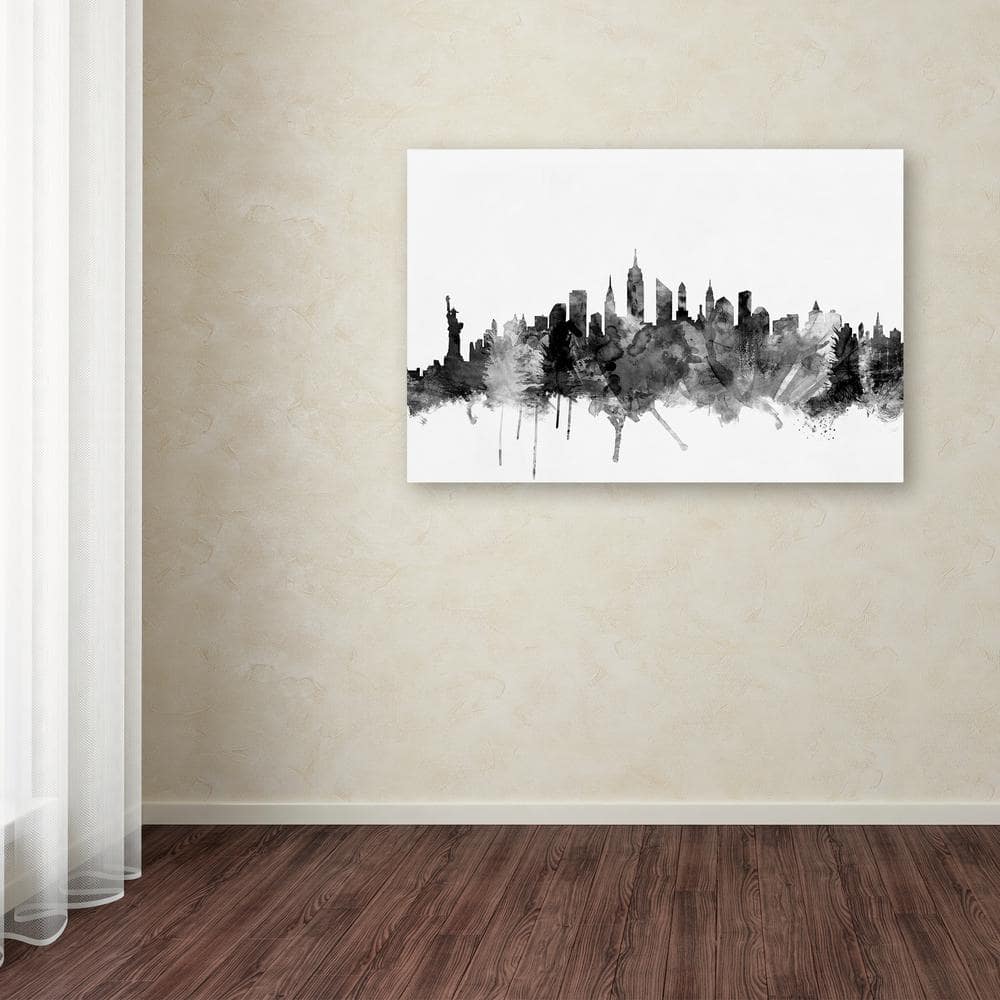 Black and White New York City Skyline Canvas Art with Hidden Frame