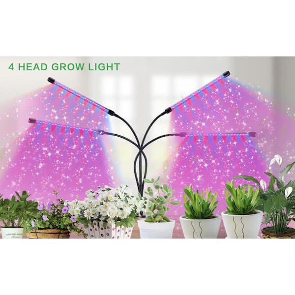 Homevenus 4-Heads Full Spectrum Clamp LED Grow Lights For Indoor Plants in  Red and Blue Color Changing Light GLC04 - The Home Depot