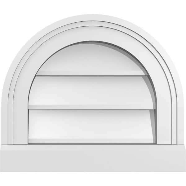 Ekena Millwork 14 in. x 12 in. Round Top White PVC Paintable Gable Louver Vent Non-Functional