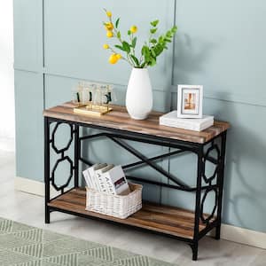 Asiran 43.3 in. Brown Standard Rectangle Wood Console Table with Storage Shelf