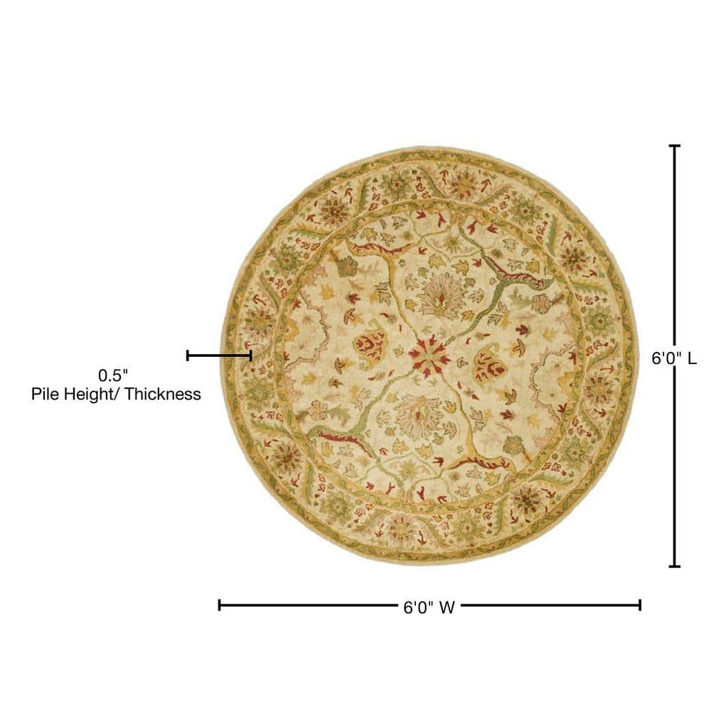 Ivory Round Handmade Wool Tufted Area Rug