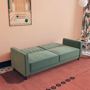 Iris Light Green Velvet Tufted Futon