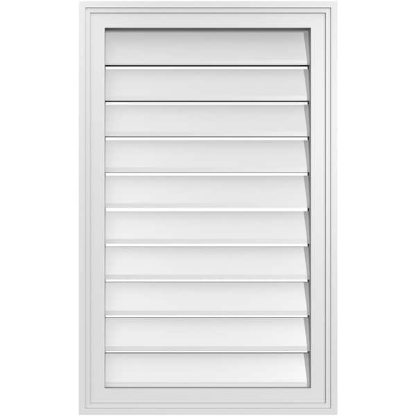 Ekena Millwork 20" x 32" Vertical Surface Mount PVC Gable Vent: Functional with Brickmould Frame