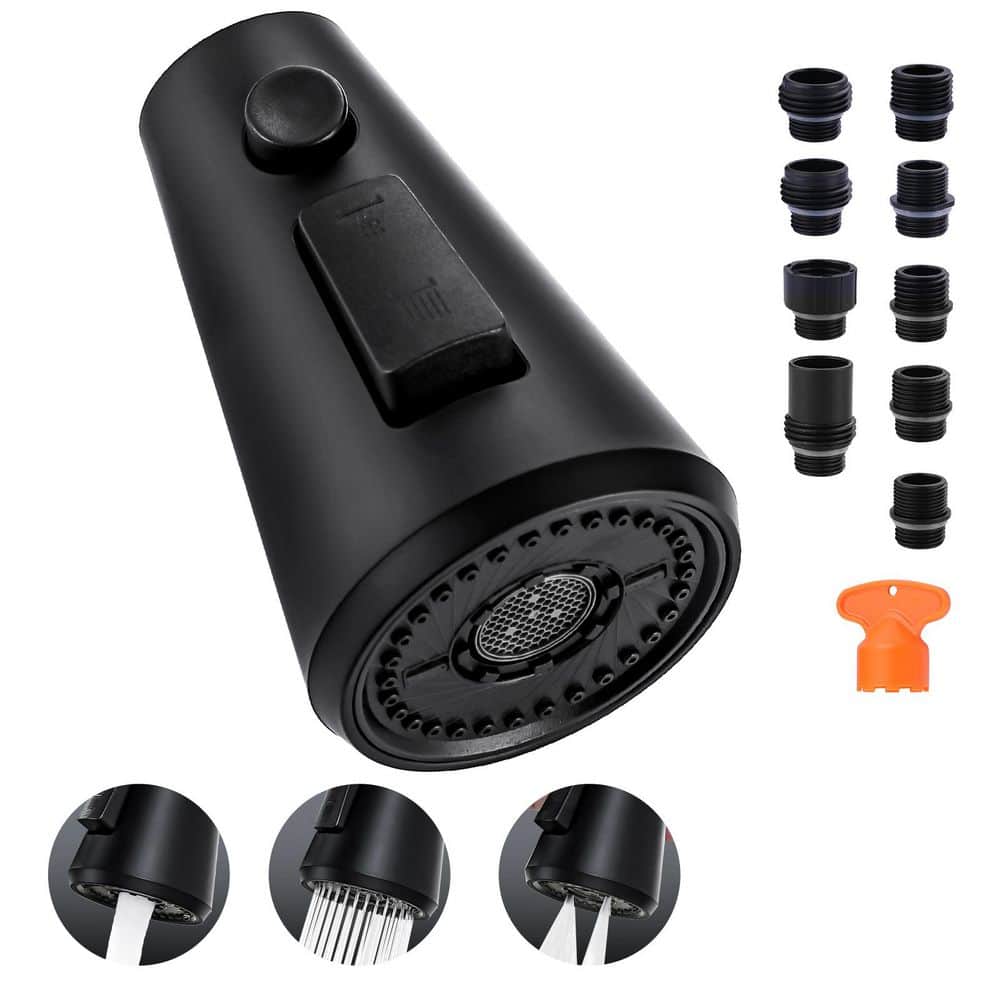1/2 in. Kitchen Faucets Head with 3-Spray Modes with 9 Adapters for Kitchen Sink Faucet in Matte Black price history on PriceWatchPro
