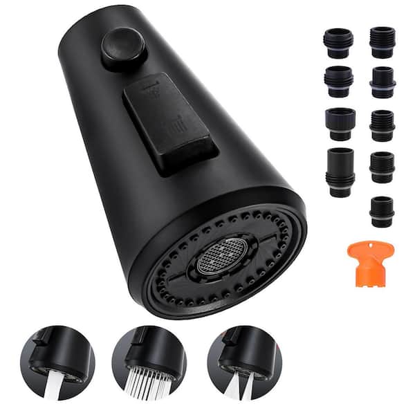 1/2 in. Kitchen Faucets Head with 3-Spray Modes with 9 Adapters for Kitchen Sink Faucet in Matte Black