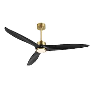 60 in. 3-Blade LED Black and Gold Ceiling Fan with Fan Control Parts and Light Kit Included