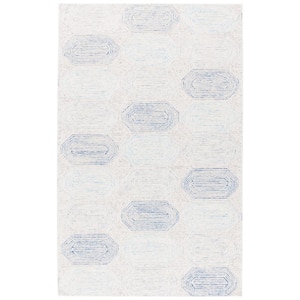 Abstract Ivory/Blue 4 ft. x 6 ft. Oblong Geometric Area Rug