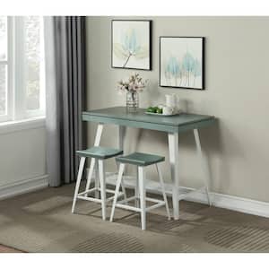 Kamili 3-Piece Antique Green and White Counter Height Table Set
