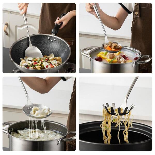 JFVKAF 7-Piece Stainless Steel Kitchen Utensil Set Silver Heat