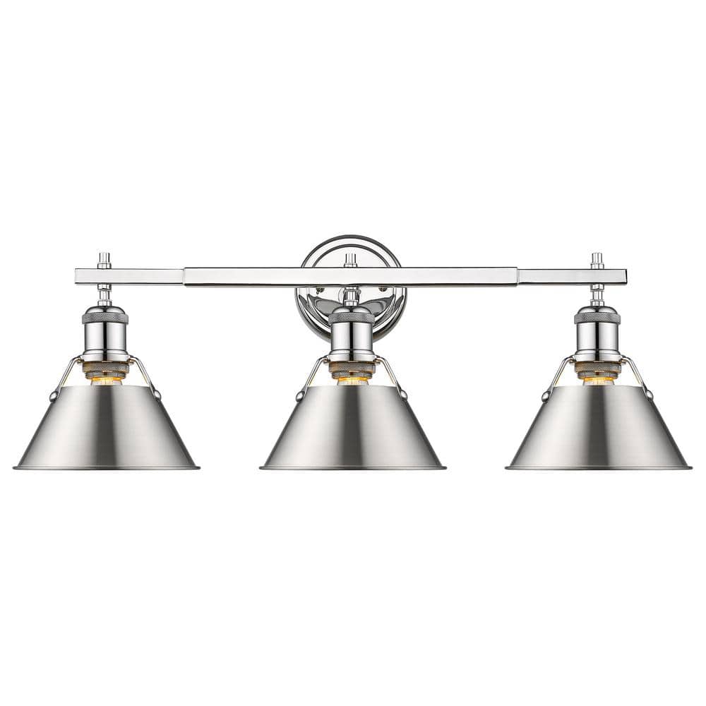 Orwell 4.875 in. 3-Light Chrome Vanity Light with Pewter Shade price history on PriceWatchPro
