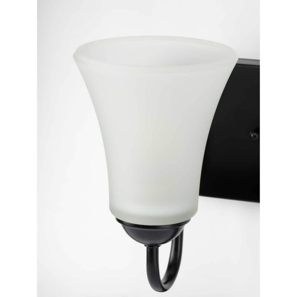 Classic Collection 2-Light Matte Black Etched Glass Traditional Bath Vanity Light price history on PriceWatchPro