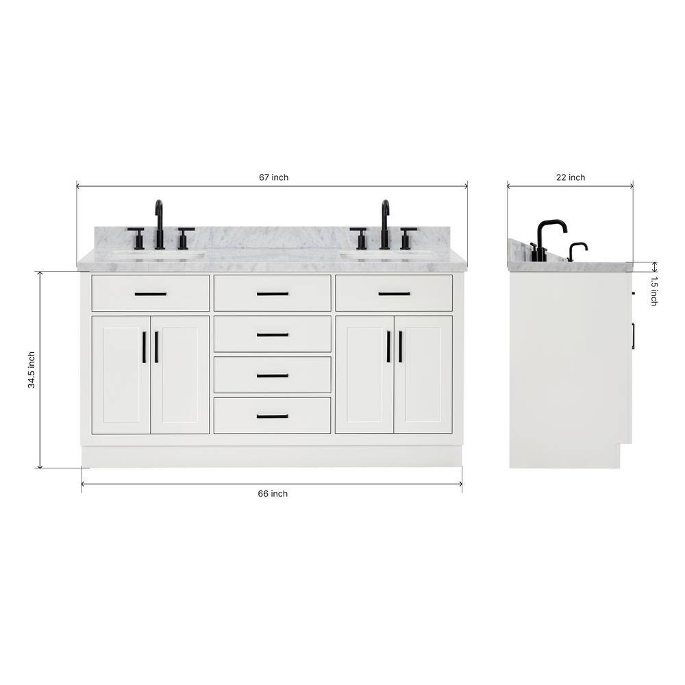 White Marble Top Freestanding Double Vanity with Storage