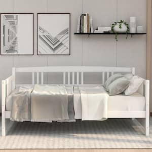 White Modern Twin Solid Wood Daybed with Considerate Design of 3-Side Rail